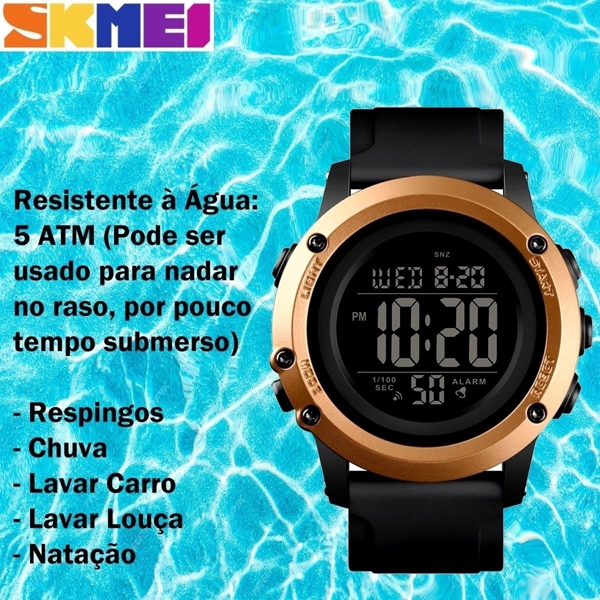 Relógio Masculino Skmei Digital 1506 Preto e Dourado (DCRE: 2022/07547-6) Preto/Dourado 5