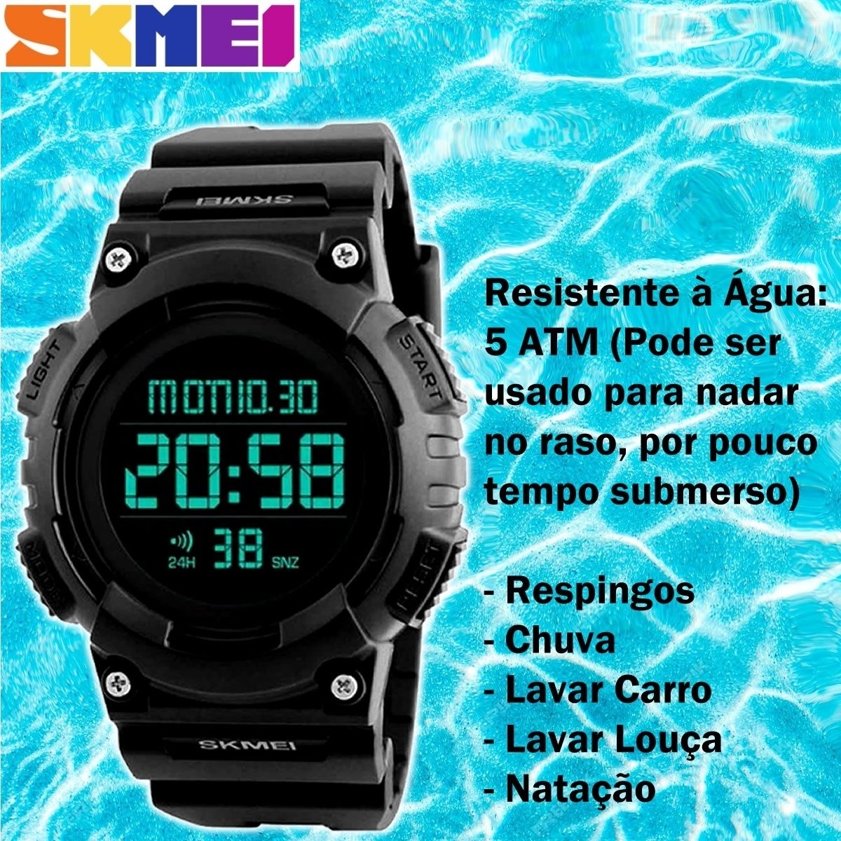 Relógio Masculino Skmei Digital 1248 Preto (DCRE: 2022/09373-3) Preto 6