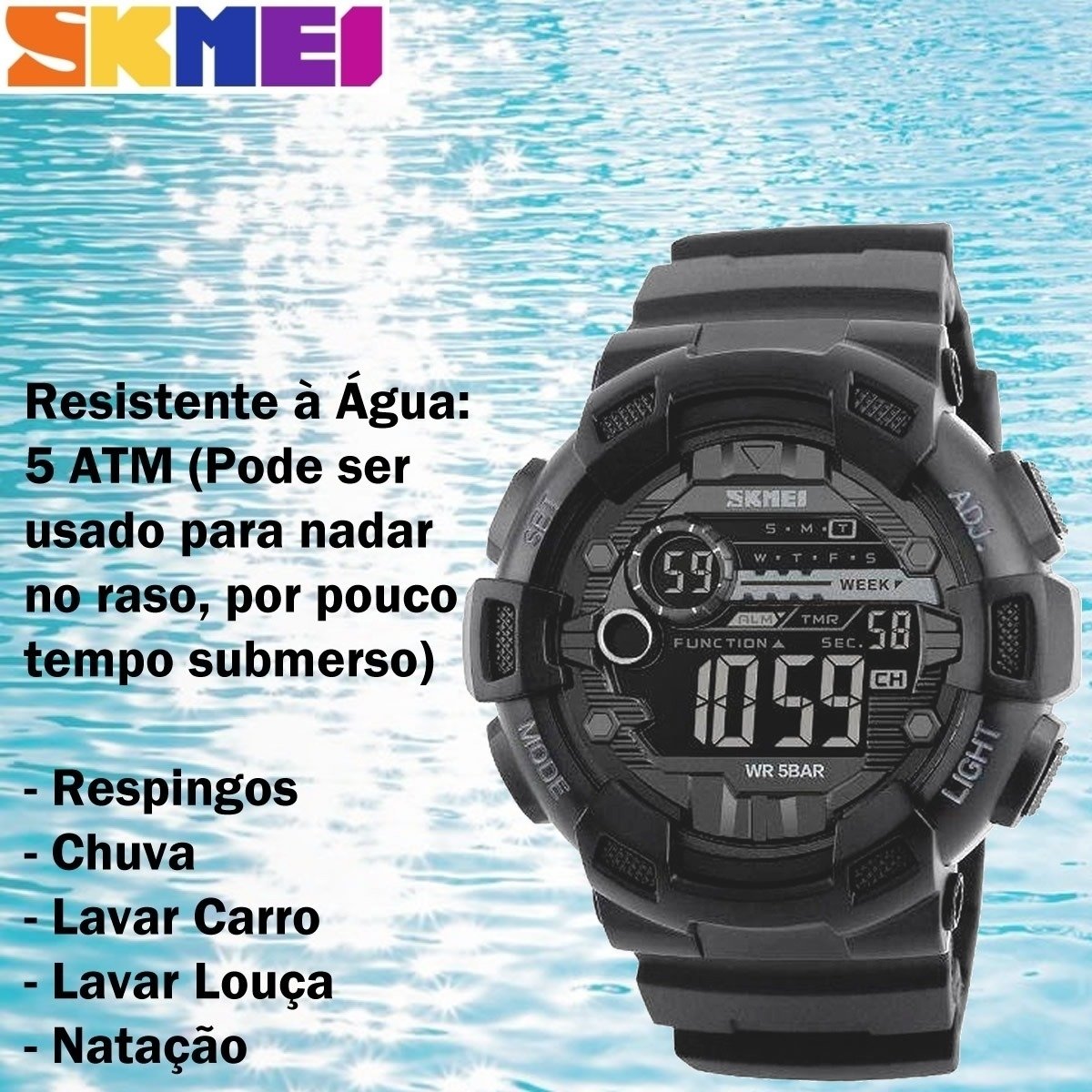 Relógio Masculino Skmei Digital 1243 Preto (DCRE: 2022/09098-0) Preto 7