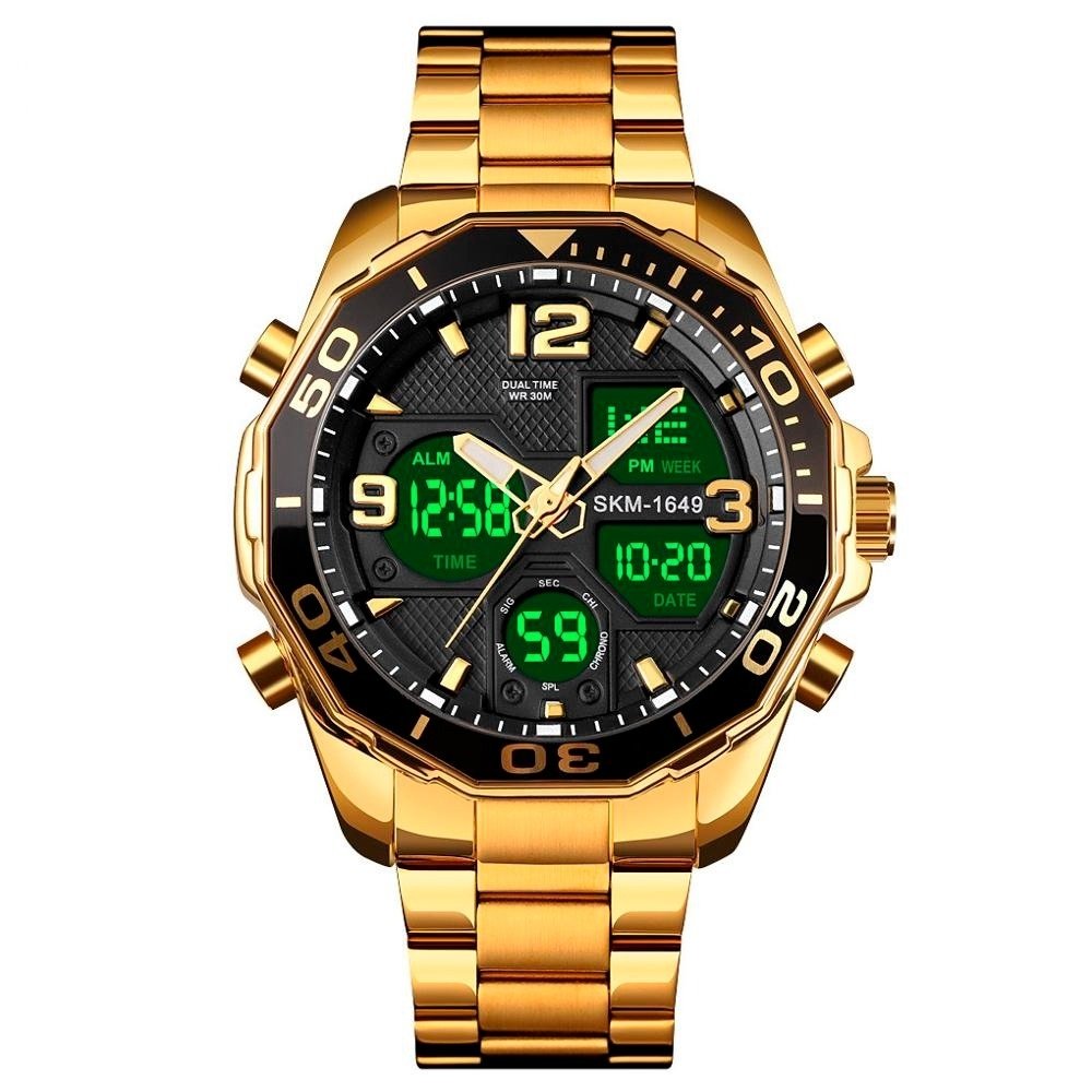 Relógio Masculino Skmei AnaDigi 1649 Dourado e Preto (DCRE: 2022/08399-1) Dourado 2