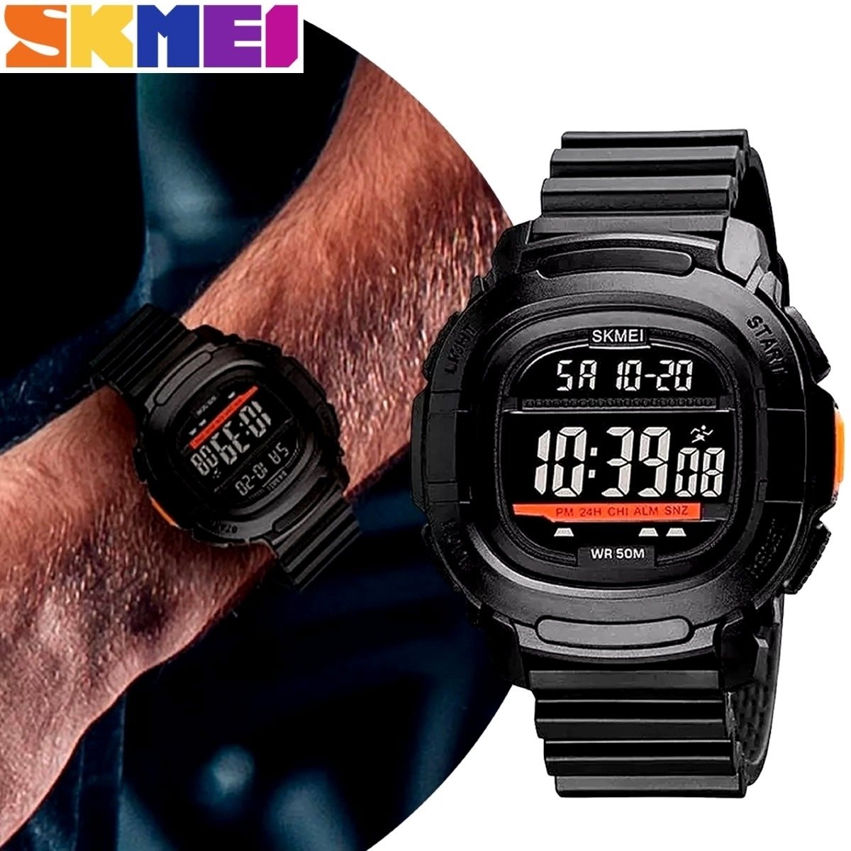 Relógio Masculino Skmei Digital 1657 Preto e Laranja (DCRE: 2022/06743-0) Preto 3