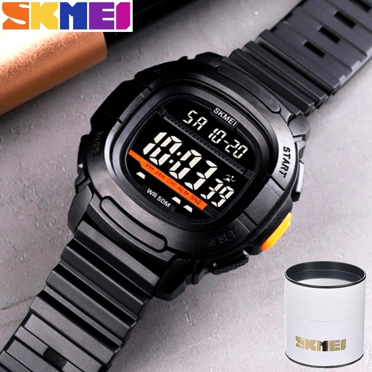 Relógio Masculino Skmei Digital 1657 Preto e Laranja (DCRE: 2022/06743-0) Preto 7