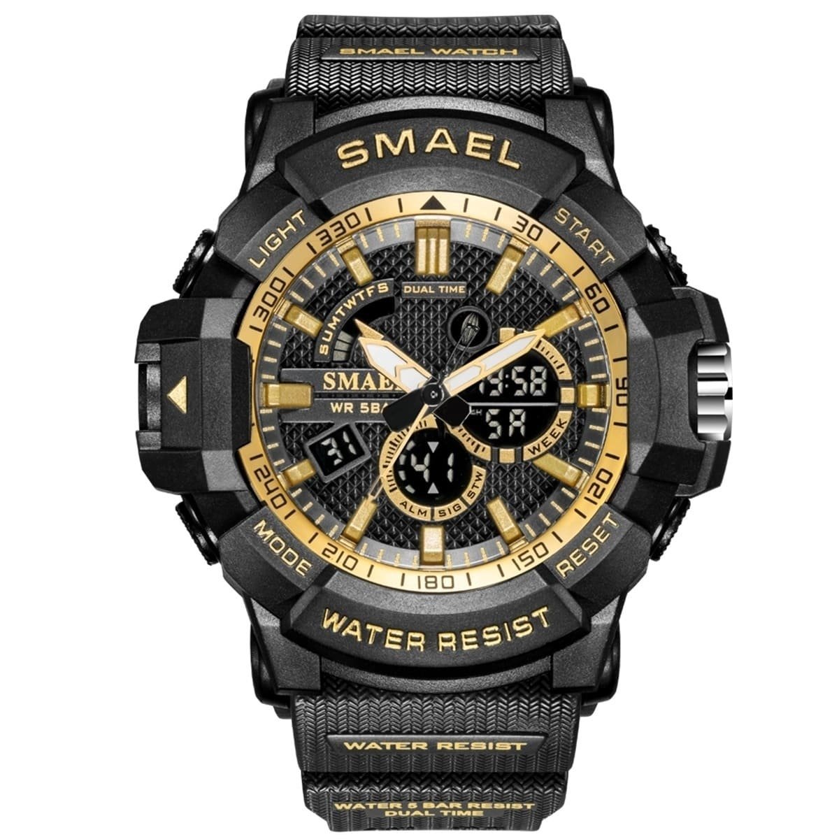 Relógio Masculino Smael AnaDigi 8036 Preto e Dourado (DCRE: 2024/18132-0)