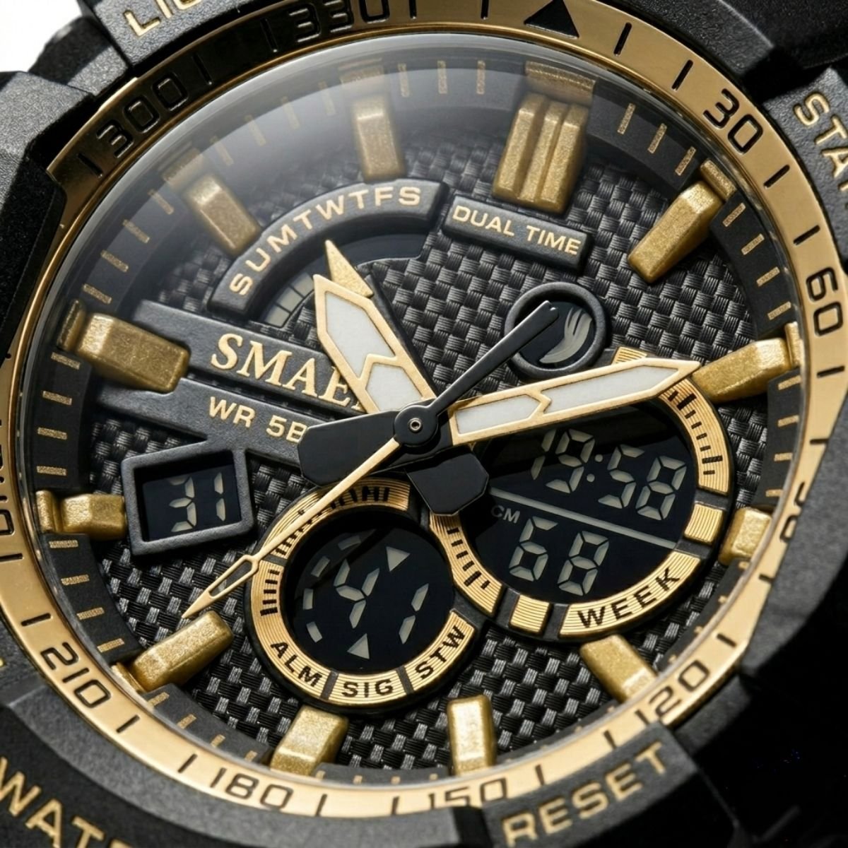Relógio Masculino Smael AnaDigi 8036 Preto e Dourado (DCRE: 2024/18132-0) Preto/Dourado 2