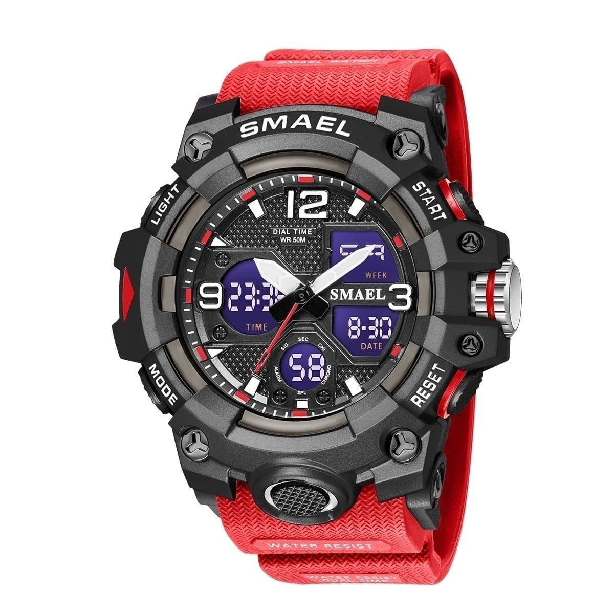 Relógio Masculino Smael AnaDigi 8008 Vermelho e Preto (DCRE: 2024/18132-0)