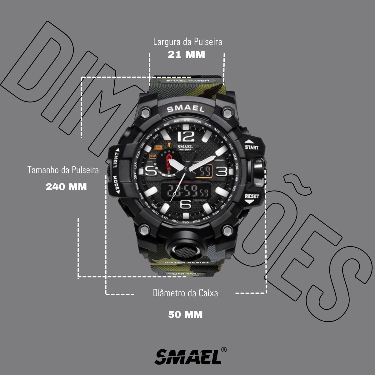 Relógio Masculino Smael AnaDigi 1545D Camuflado e Preto (DCRE: 2024/18132-0) Preto 4