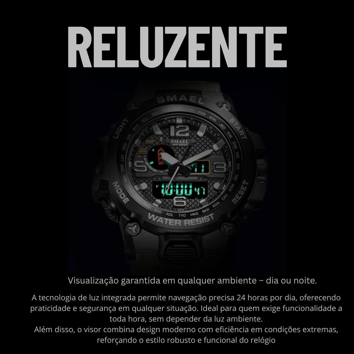Relógio Masculino Smael AnaDigi 1545D Camuflado e Preto (DCRE: 2024/18132-0) Preto 6
