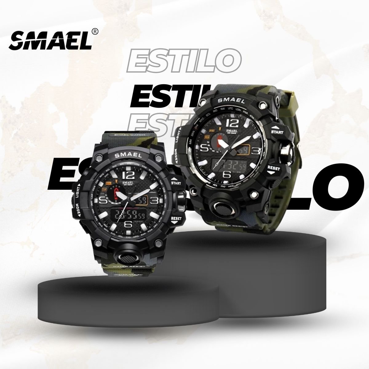 Relógio Masculino Smael AnaDigi 1545D Camuflado e Preto (DCRE: 2024/18132-0) Preto 8