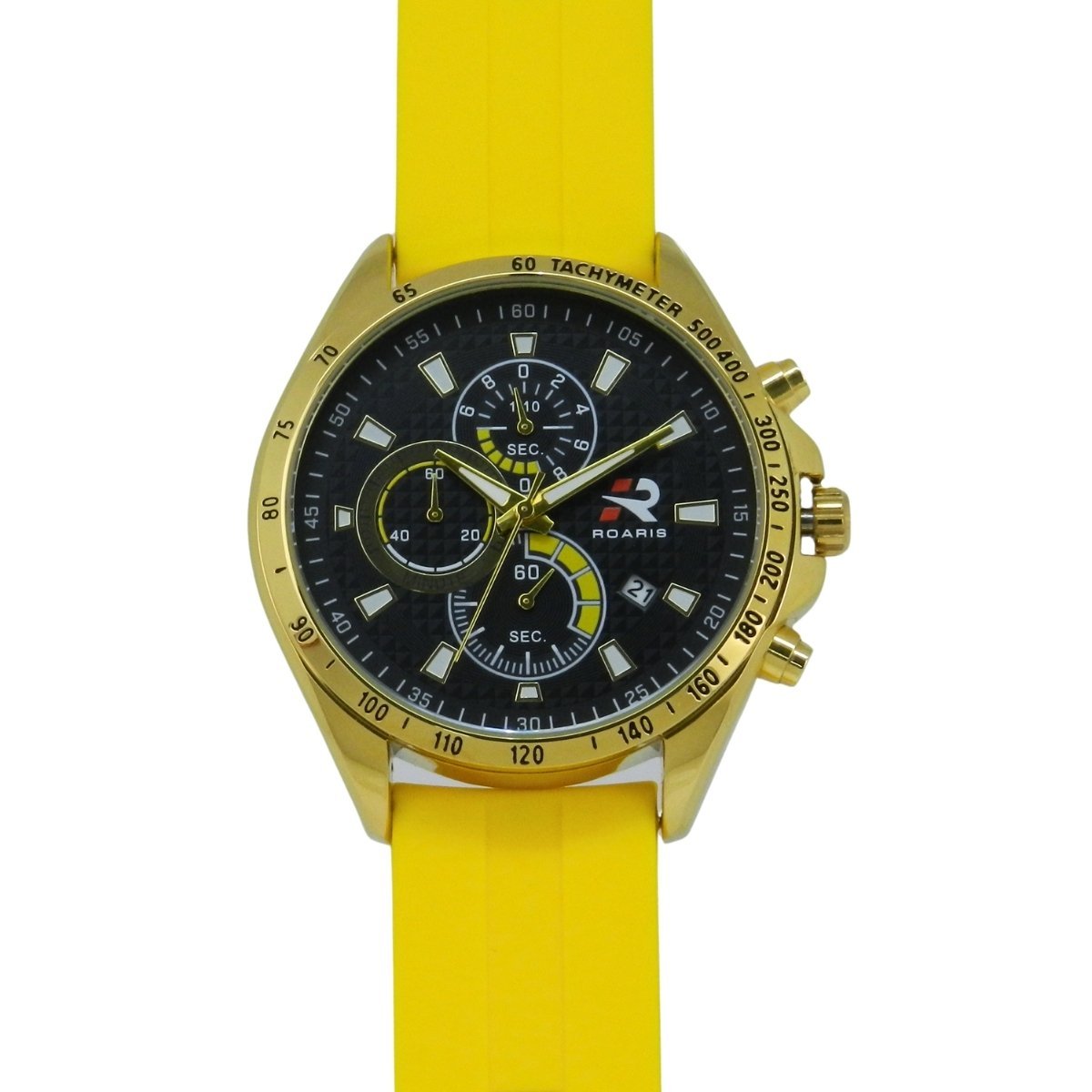 Kit Relógio Masculino Roaris 3 em 1 com Troca de Pulseira Cronógrafo Dourado Preto RR00002 Dourado 5