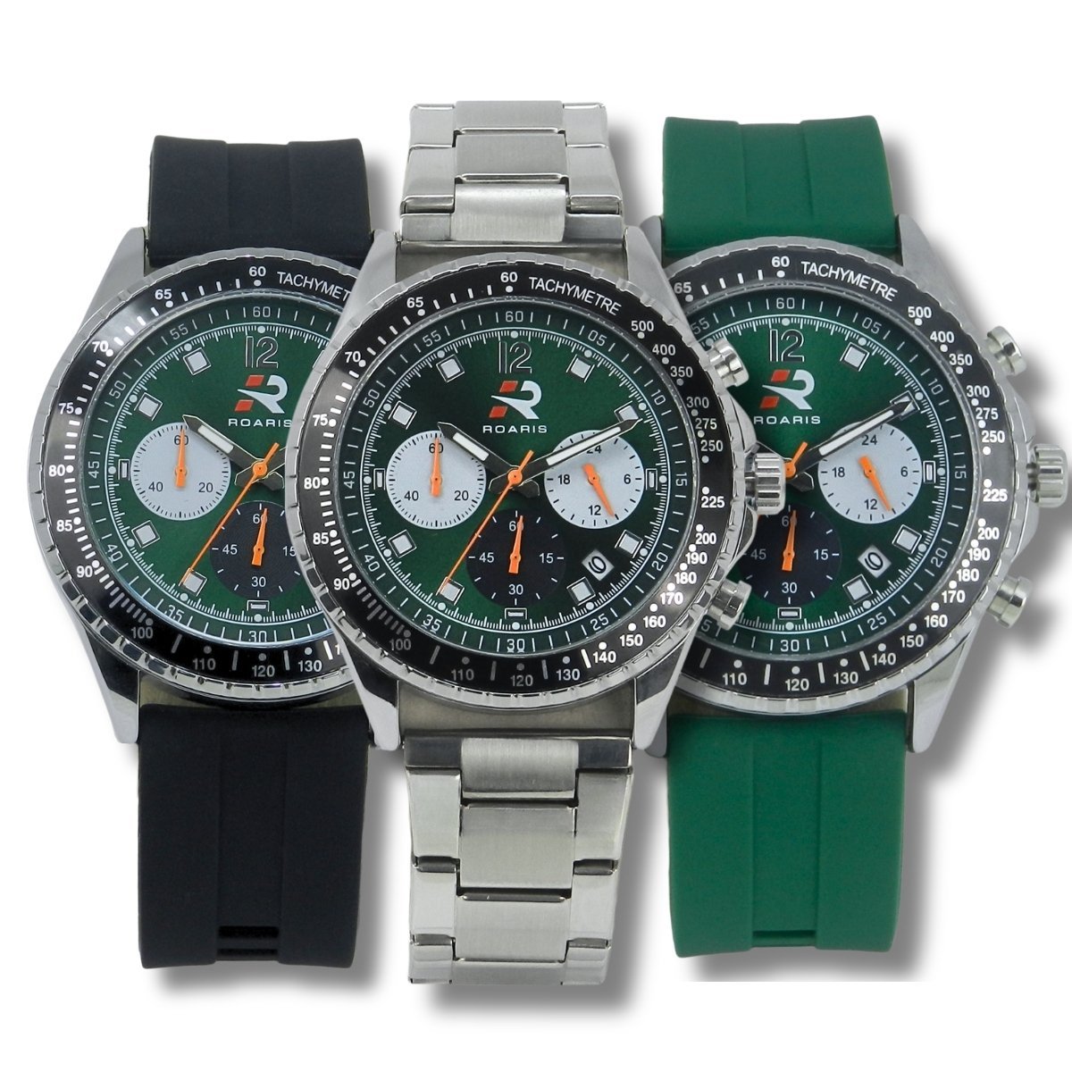 Kit Relógio Masculino Troca Pulseira Roaris RR00003 Presente Masculino Prata Verde e Preto Prata 2