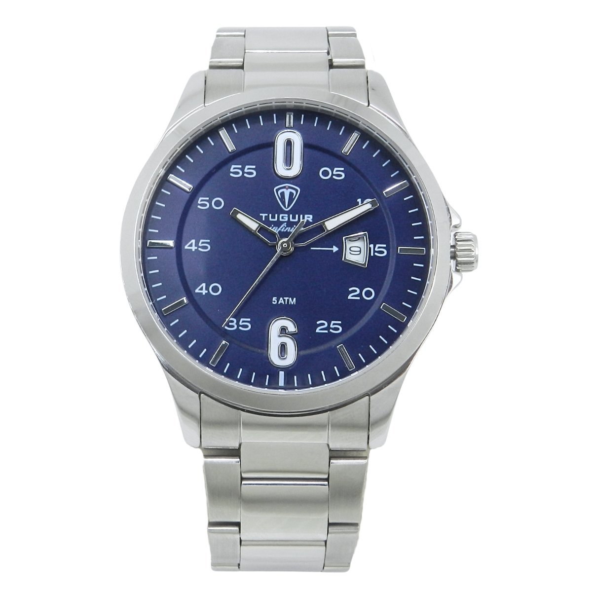 Relógio Masculino de Aço Tuguir Analógico Infinity TGI37213 Prata e Azul (DCRE: 2026/08233-7)