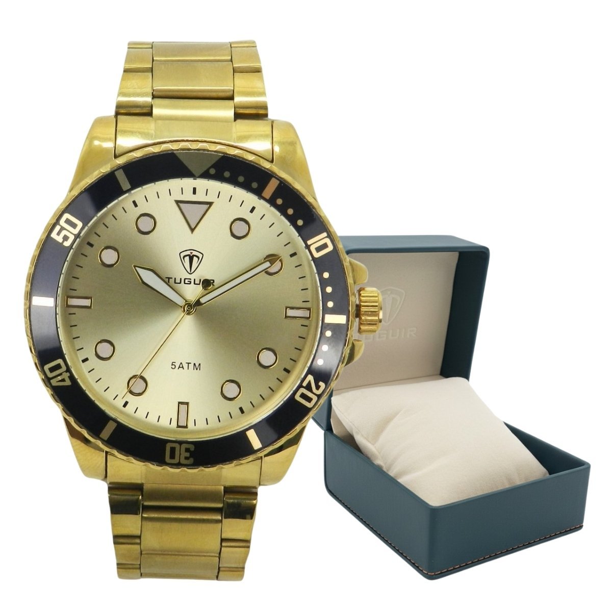 Relógio Masculino Tuguir Analógico TG157-8C Dourado e Dourado e Preto (DCRE: 2023/01610-4) Dourado 2