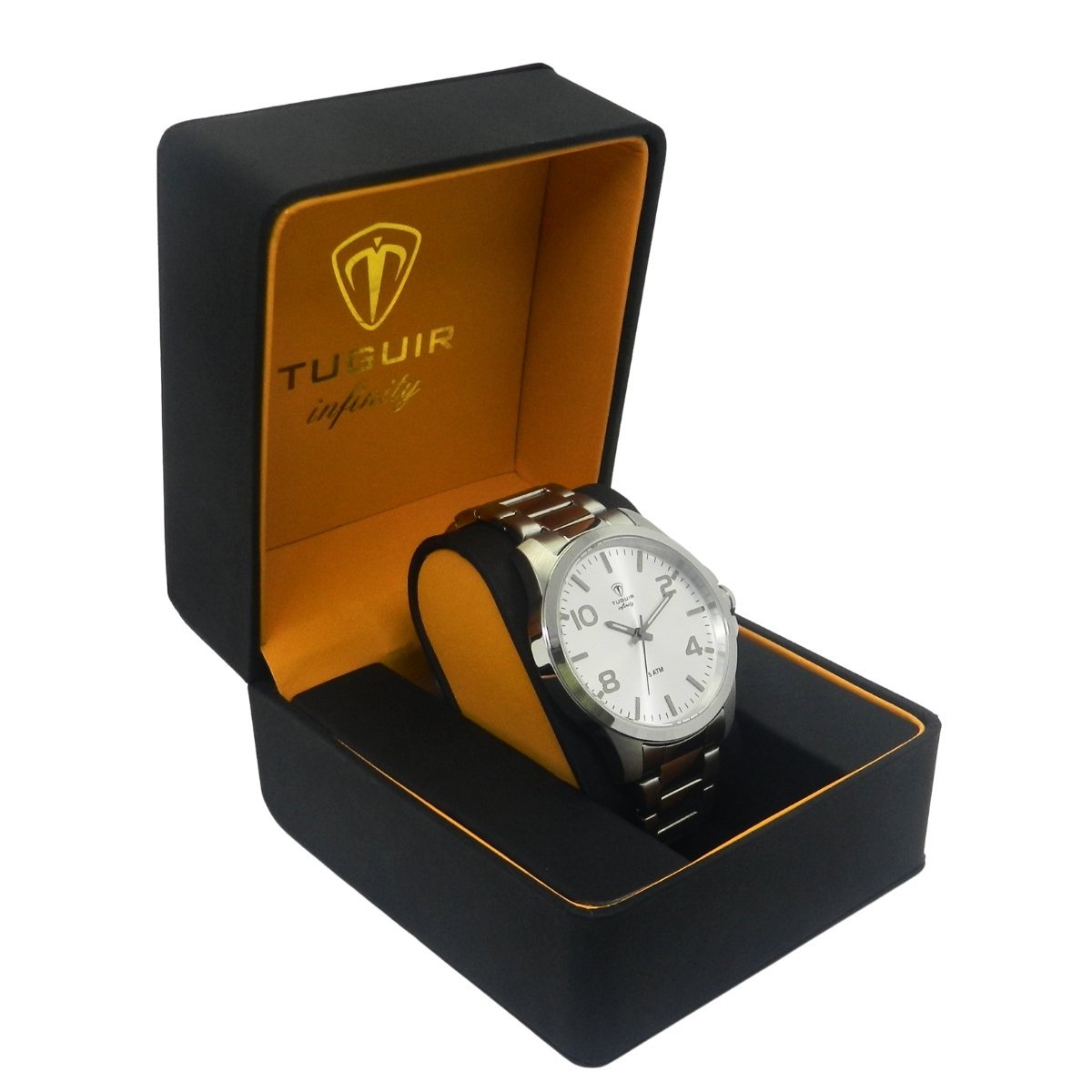 Relógio Masculino de Aço Tuguir Analógico Infinity 6117G Prata e Branco (DCRE: 2024/14948-5) Prata 6