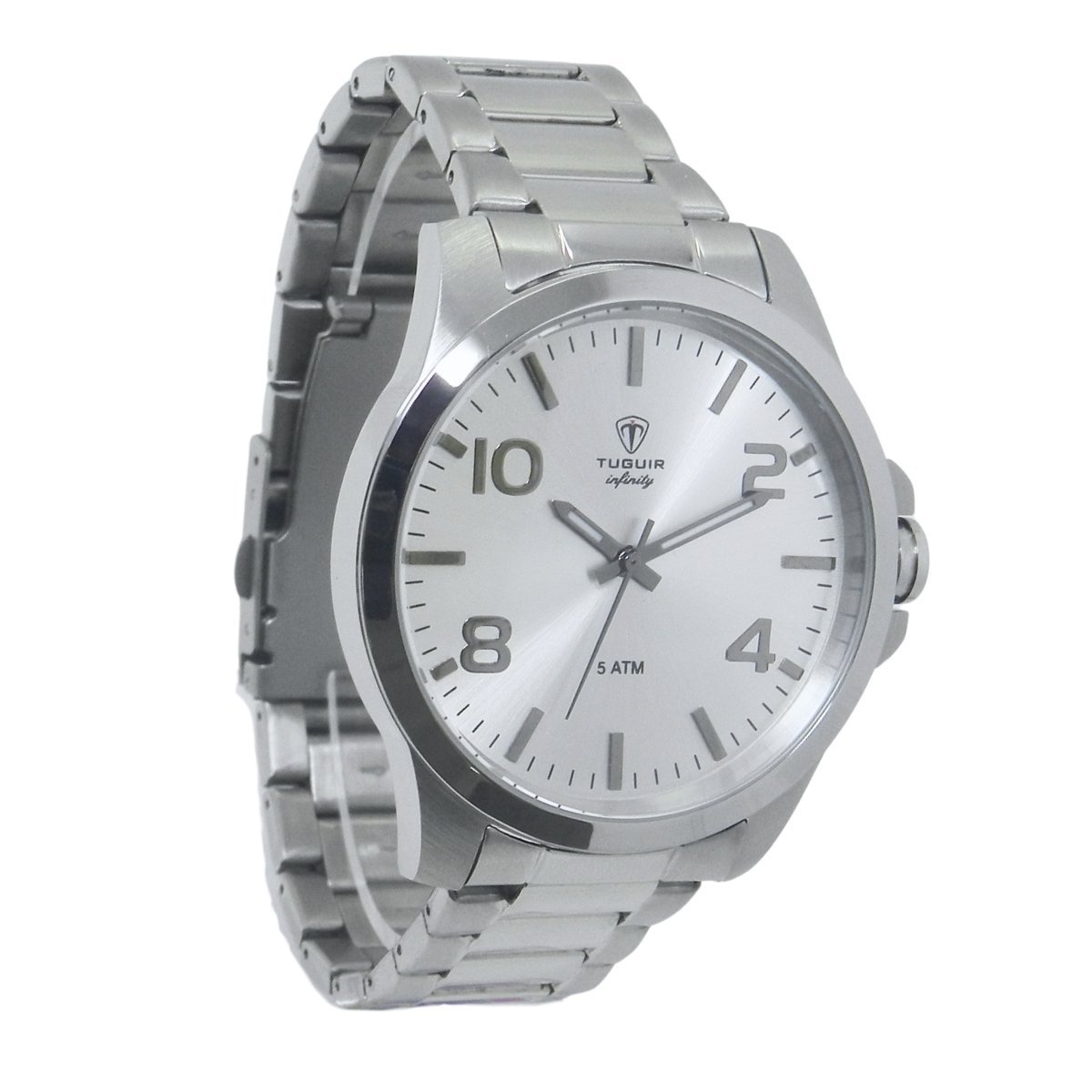 Relógio Masculino de Aço Tuguir Analógico Infinity 6117G Prata e Branco (DCRE: 2024/14948-5)