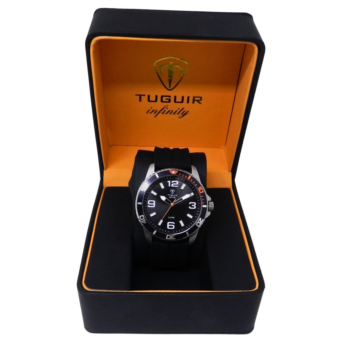 Relógio Masculino de Aço Tuguir Analógico Infinity 9169C Prata e Preto e Laranja (DCRE: 2024/14948-5) Prata/Preto 2