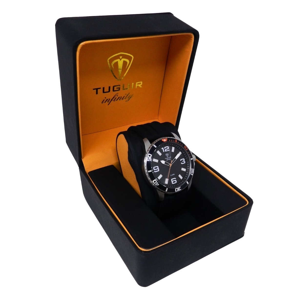 Relógio Masculino de Aço Tuguir Analógico Infinity 9169C Prata e Preto e Laranja (DCRE: 2024/14948-5) Prata/Preto 3