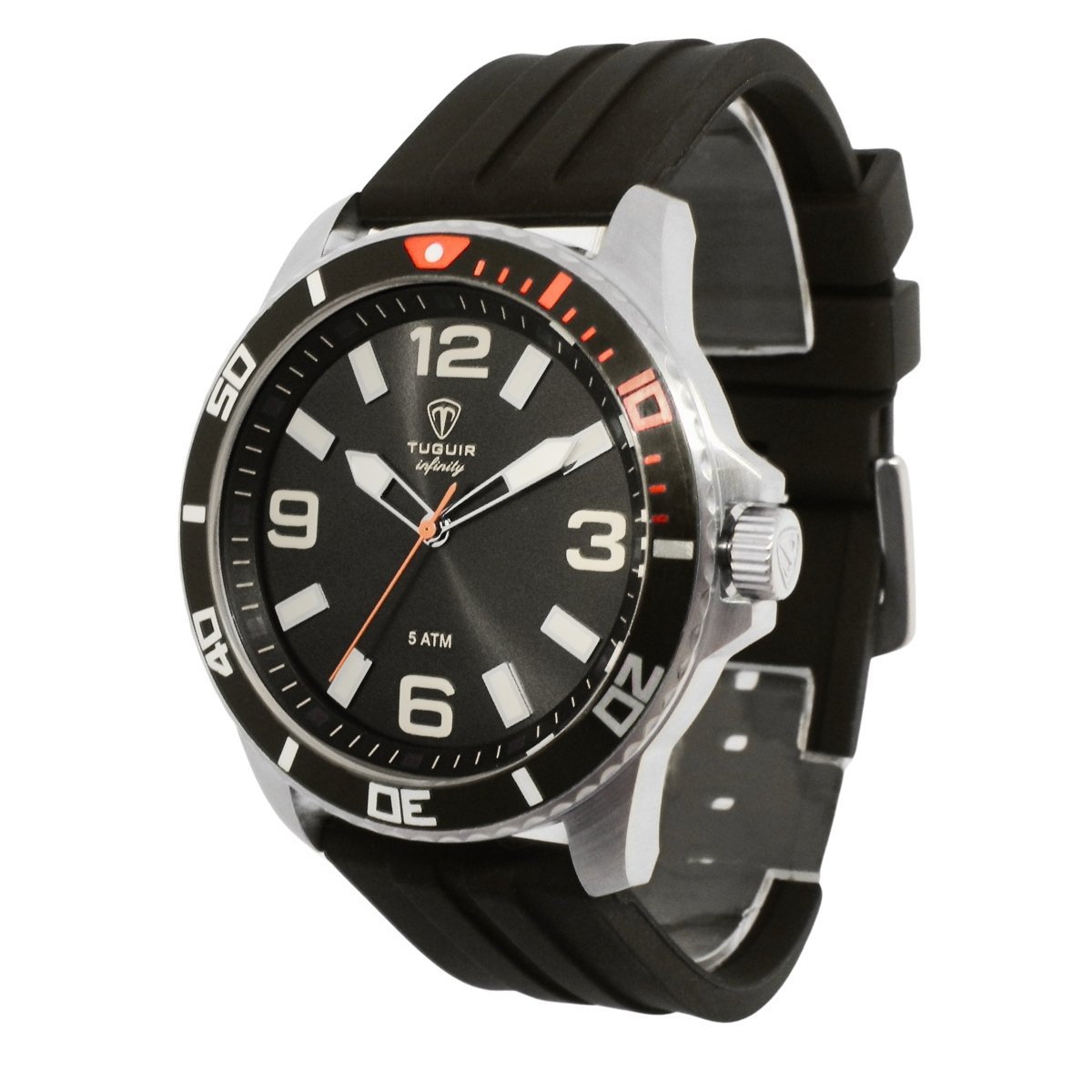 Relógio Masculino de Aço Tuguir Analógico Infinity 9169C Prata e Preto e Laranja (DCRE: 2024/14948-5) Prata/Preto 5