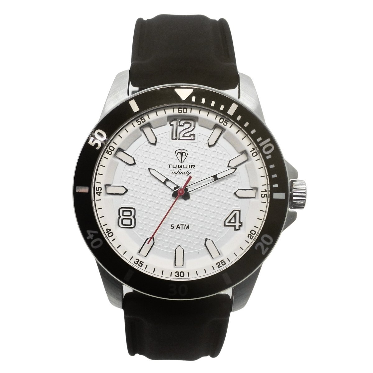 Relógio Masculino de Aço Tuguir Analógico Infinity 9169B Prata e Preto e Branco (DCRE: 2024/14948-5)