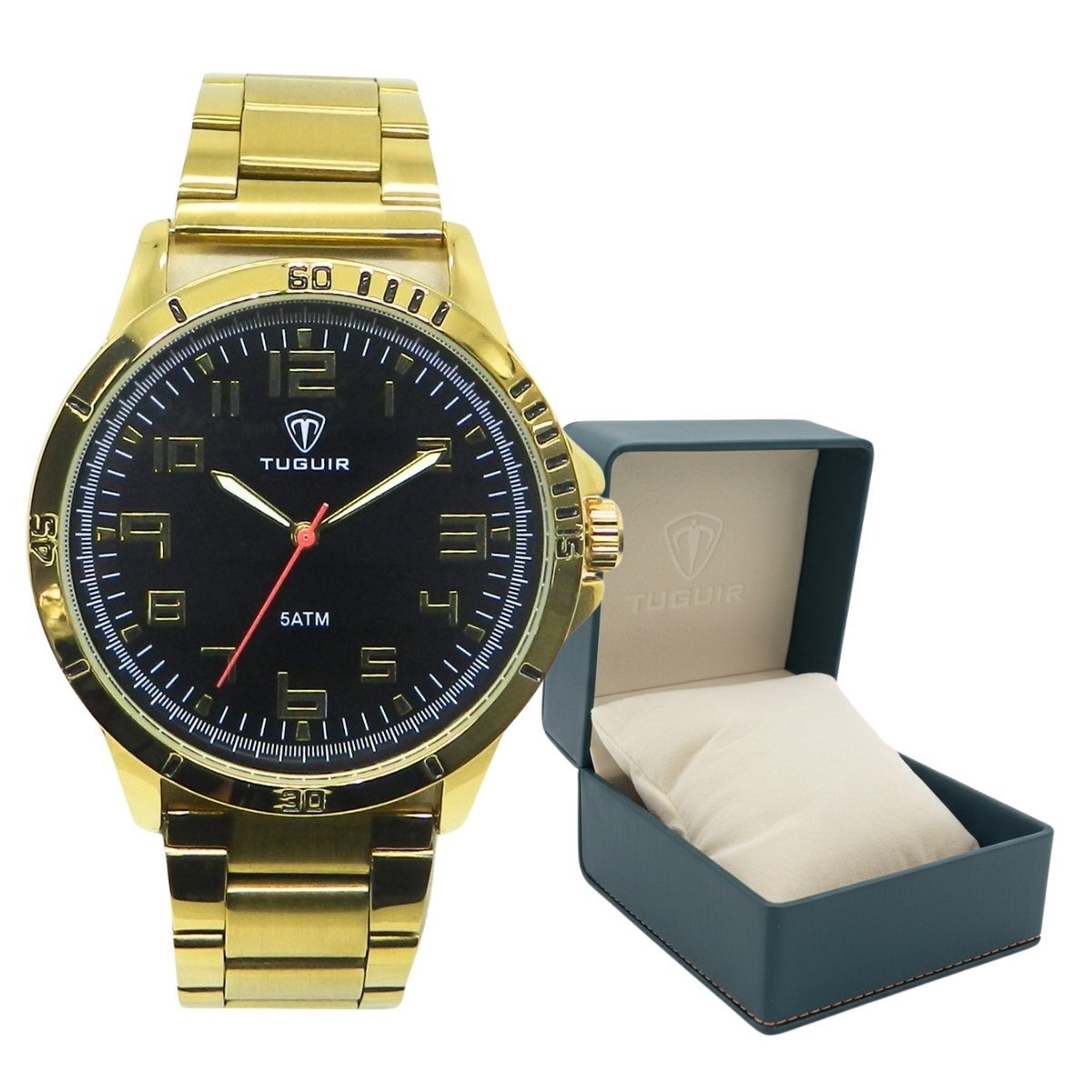 Relógio Masculino Tuguir Analógico TG222-3C Dourado e Preto (DCRE: 2023/04544-9) Dourado 2