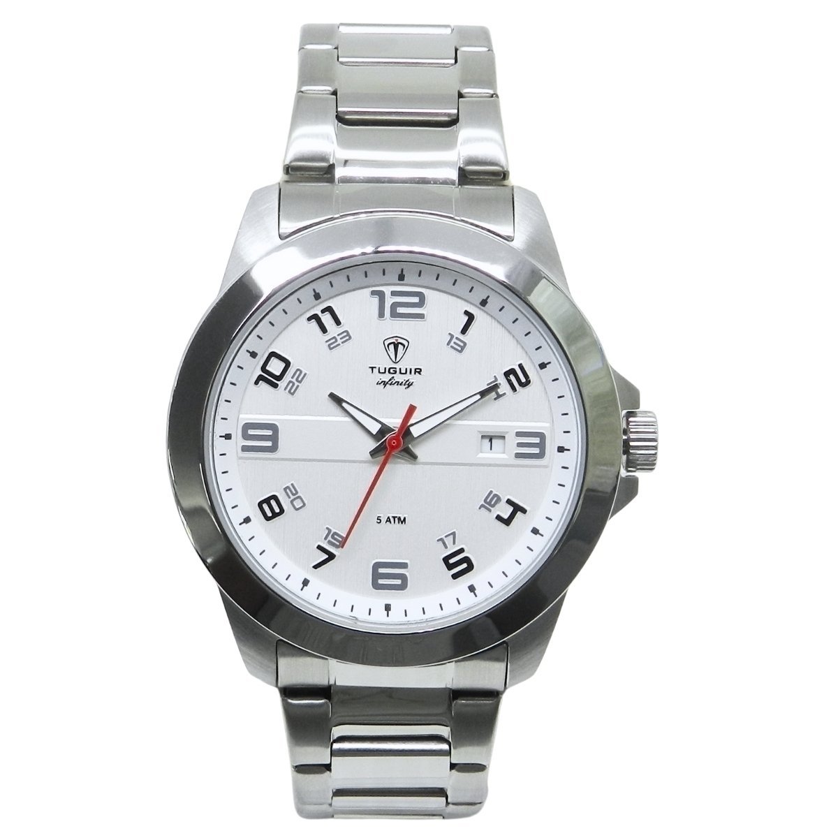 Relógio Masculino de Aço Tuguir Analógico Infinity 9169D Prata e Branco (DCRE: 2024/14948-5)