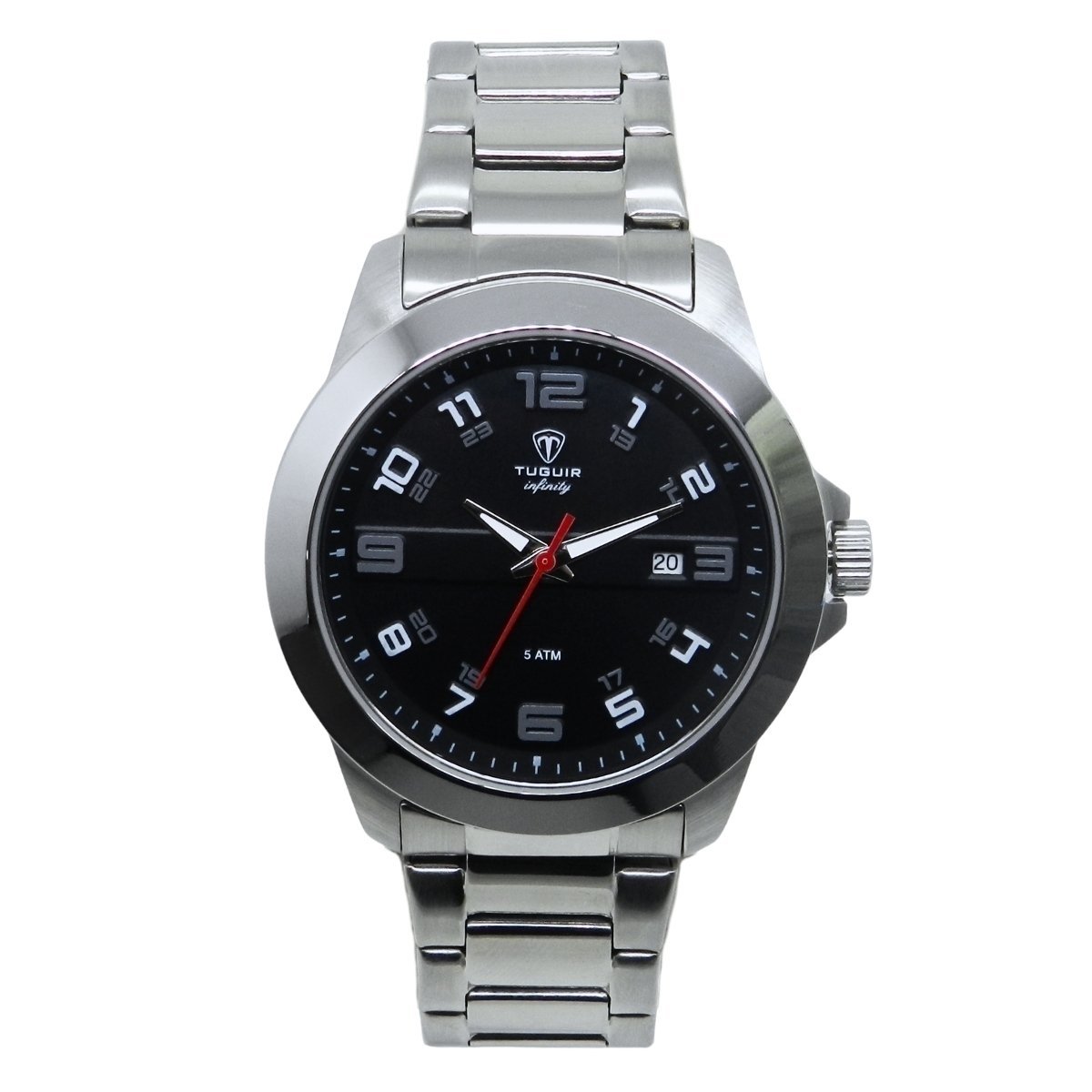 Relógio Masculino de Aço Tuguir Analógico Infinity 9169D Prata e Preto (DCRE: 2024/14948-5)