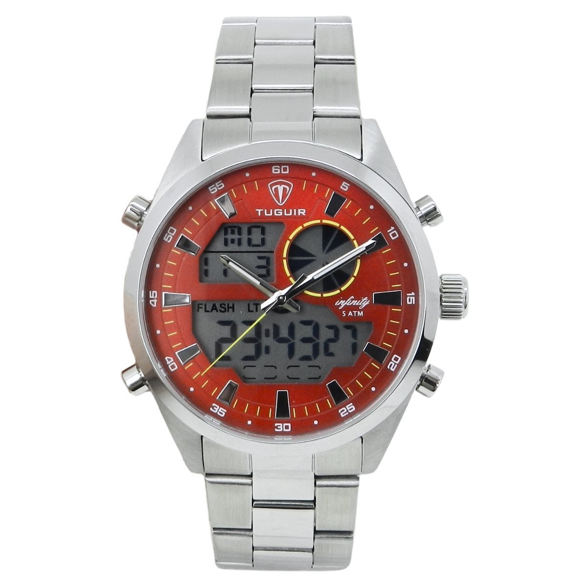 Relógio Masculino de Aço Tuguir AnaDigi Infinity GCS-1265 Prata e Vermelho (DCRE: 2024/14985-0) Prata 6