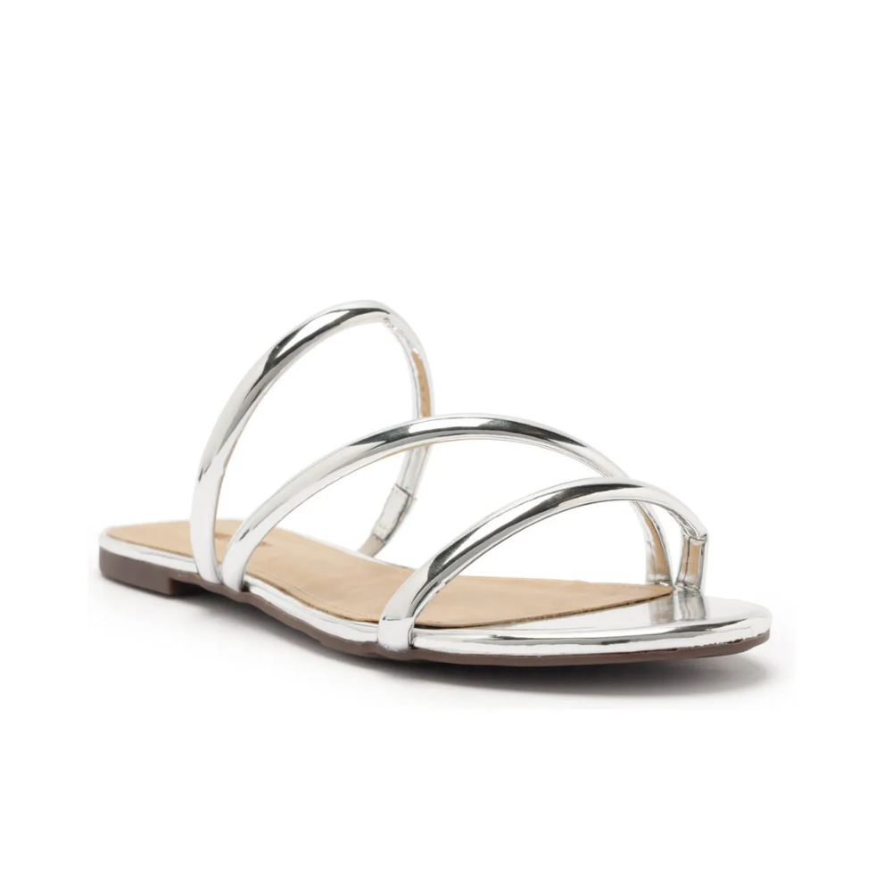 Rasteira Anacapri com Três Tiras Prata