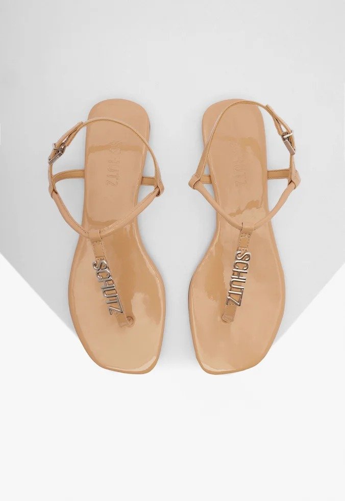 Sandália Rasteira  Schutz Nude Bege 2