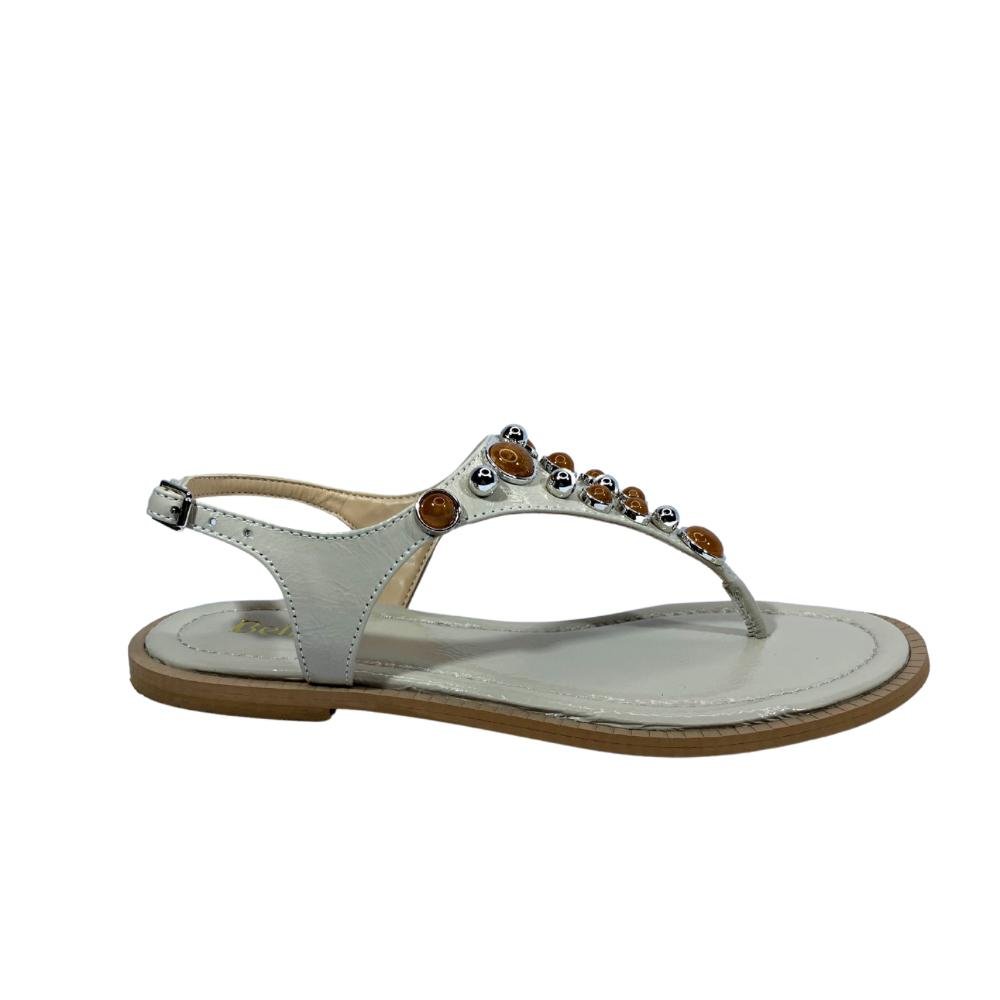 Rasteira Bellaze Com Pedras Off White 