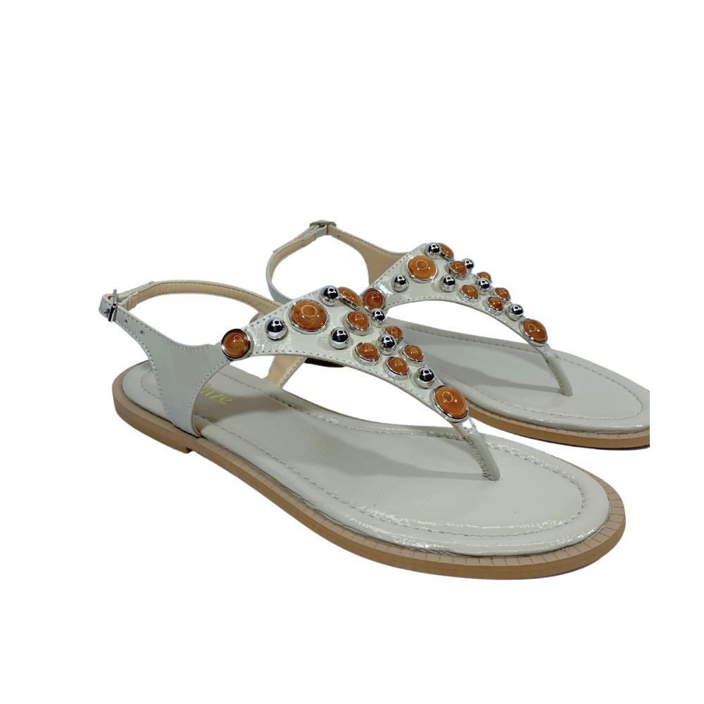Rasteira Bellaze Com Pedras Off White  Branco 2