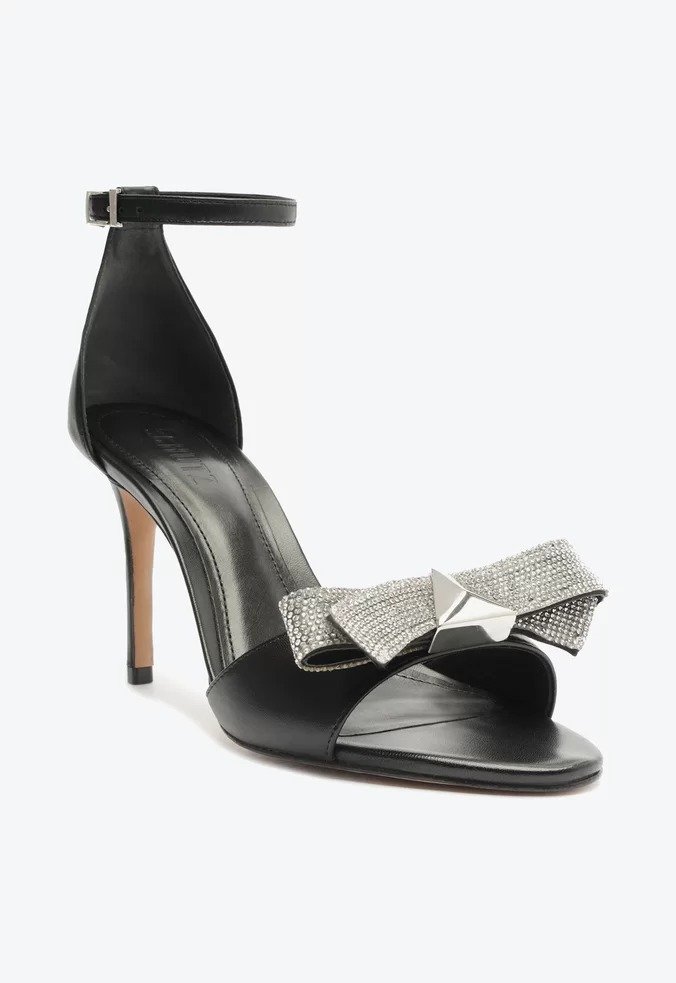 Sandália Schutz Laço Brilho Preta Preto 4