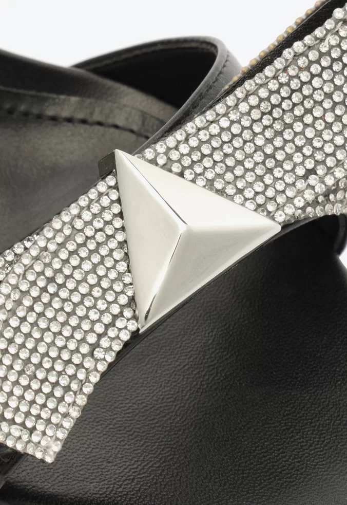 Sandália Schutz Laço Brilho Preta Preto 5