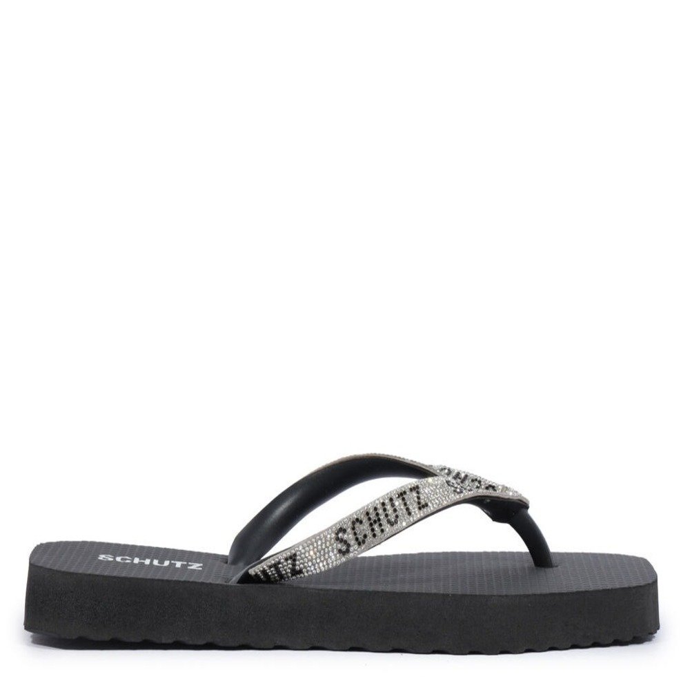 Chinelo Schutz Com Brilho Preto