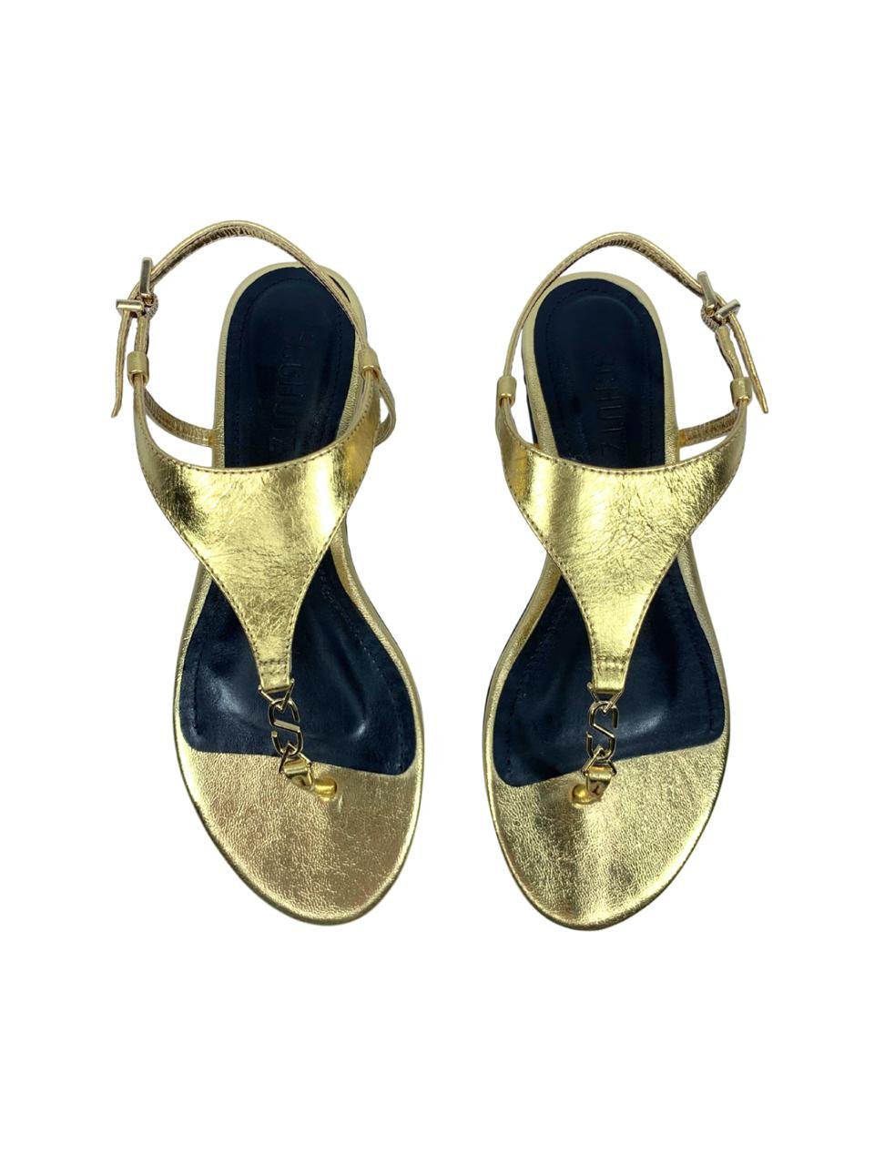 Sandália Schutz Com Detalhes Dourado Dourado 2