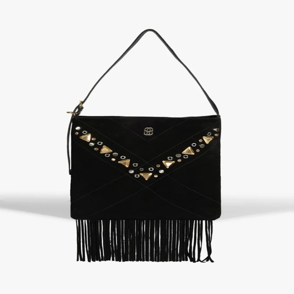 Bolsa Schutz Mally Tiracolo Pequena Franjas Preta