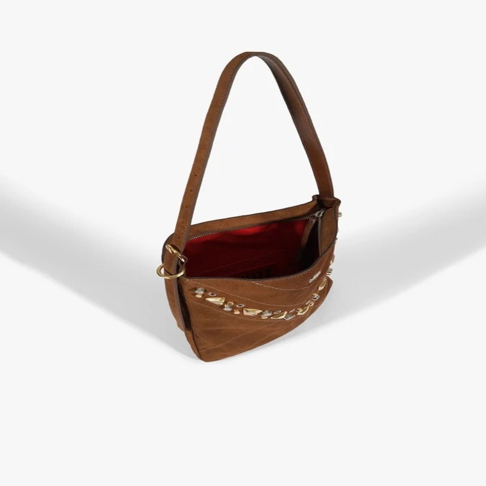 Bolsa Schutz Mally Tiracolo Pequena Franjas Marrom Marrom 3