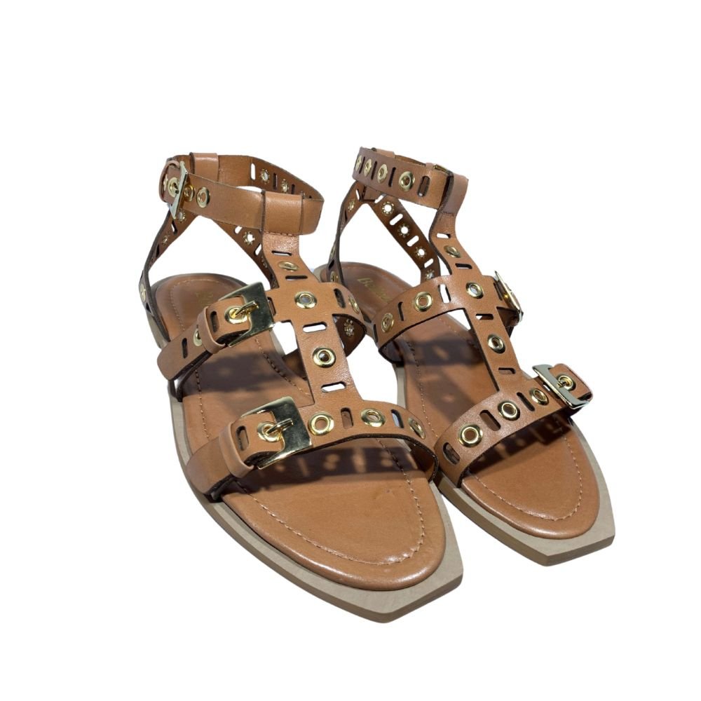 Sandália Rasteira Bellaze Marrom Bege 2