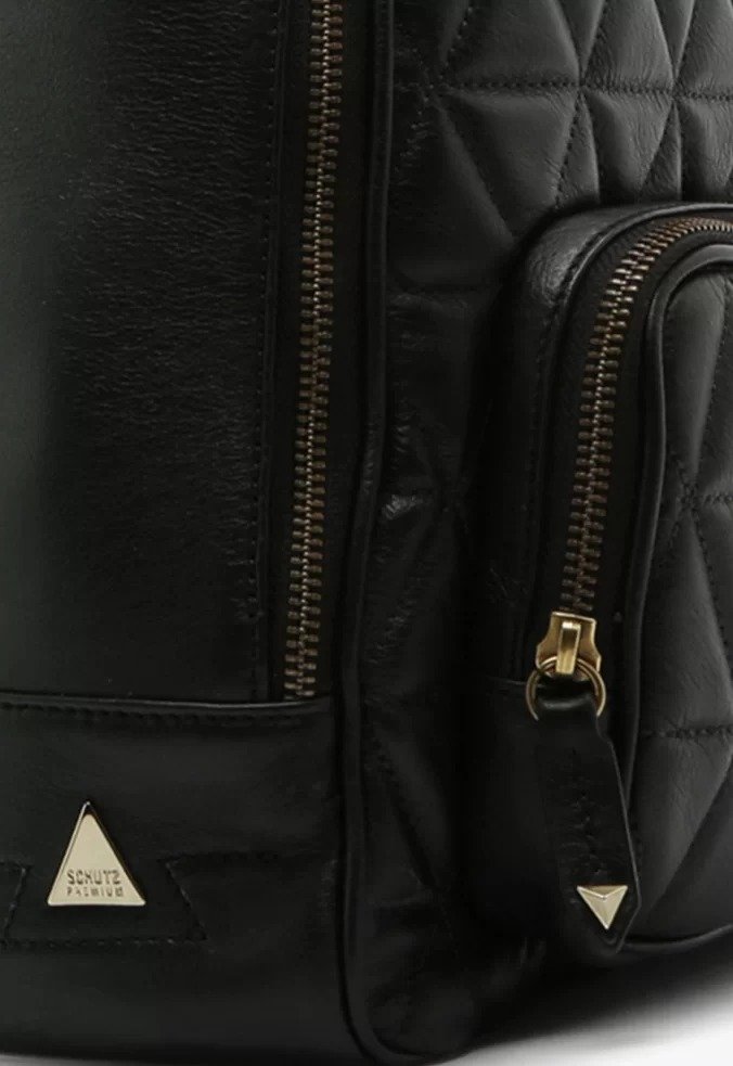 Mochila Schutz Couro Matelassê Preta Preto 2