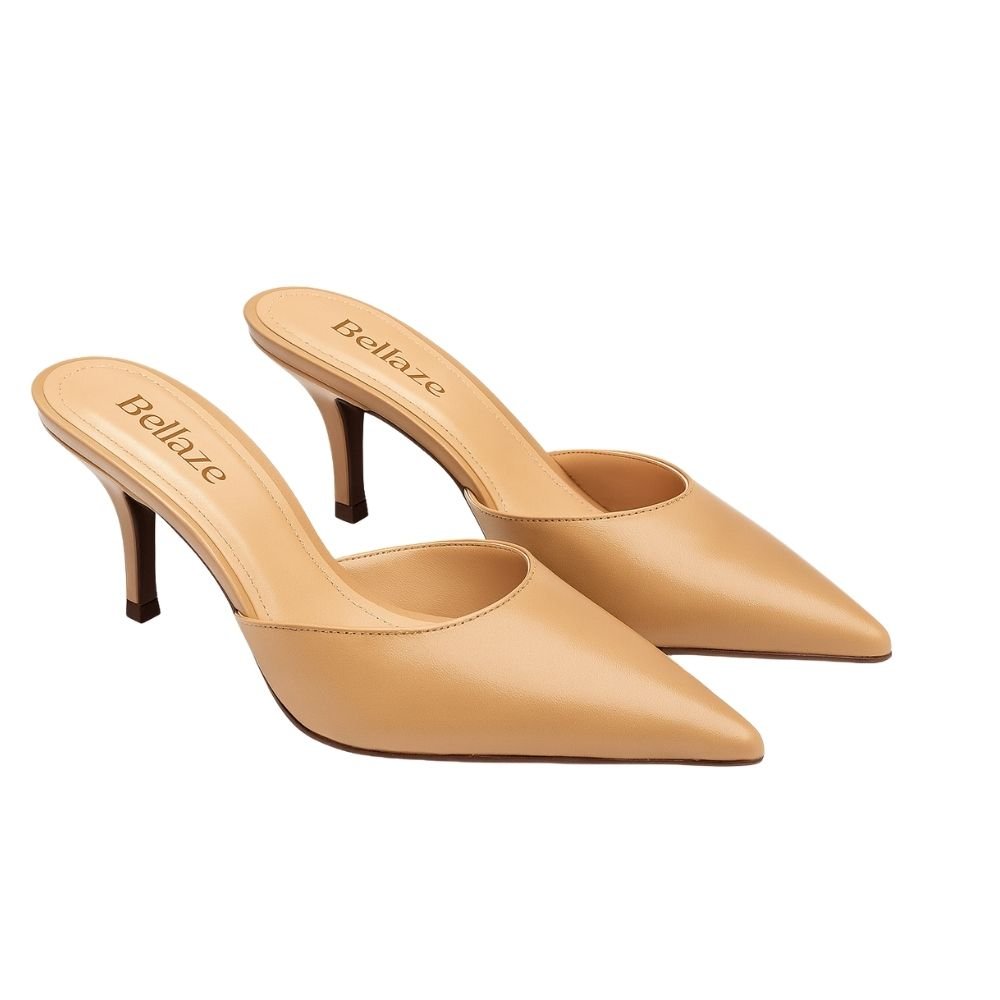 Mule Salto Médio Bellaze Bege Bege 3