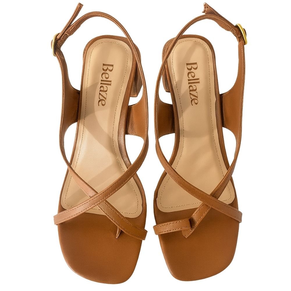 Sandália Bellaze Salto Bloco Marrom Marrom 2