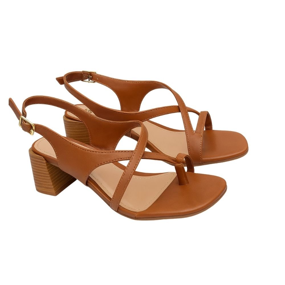 Sandália Bellaze Salto Bloco Marrom Marrom 3