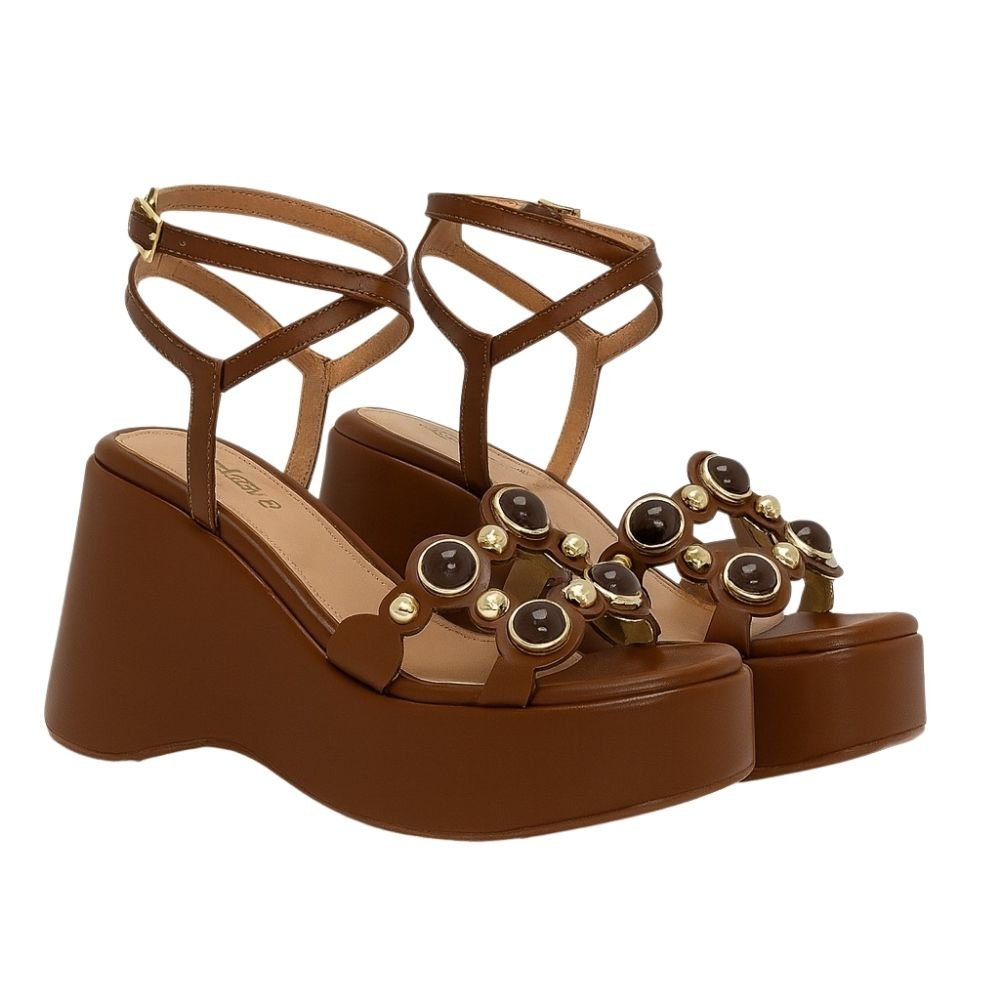 Sandália Bellaze Com Detalhes Marrom Marrom 2
