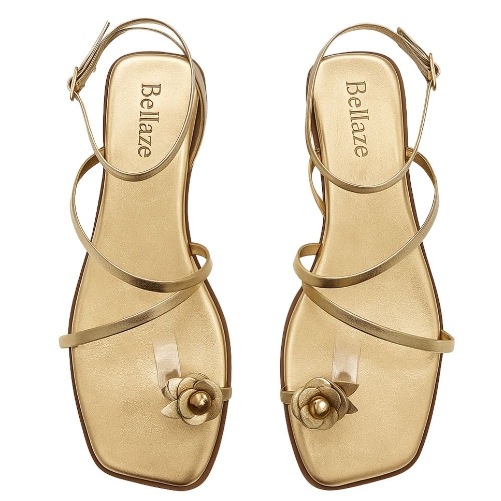 Sandália Rasteira Bellaze Dourada Dourado 2