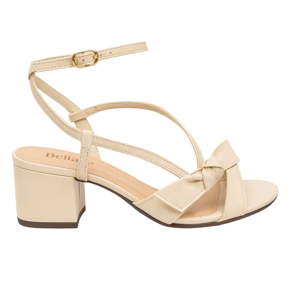 Sandália Bellaze Salto Médio Off White