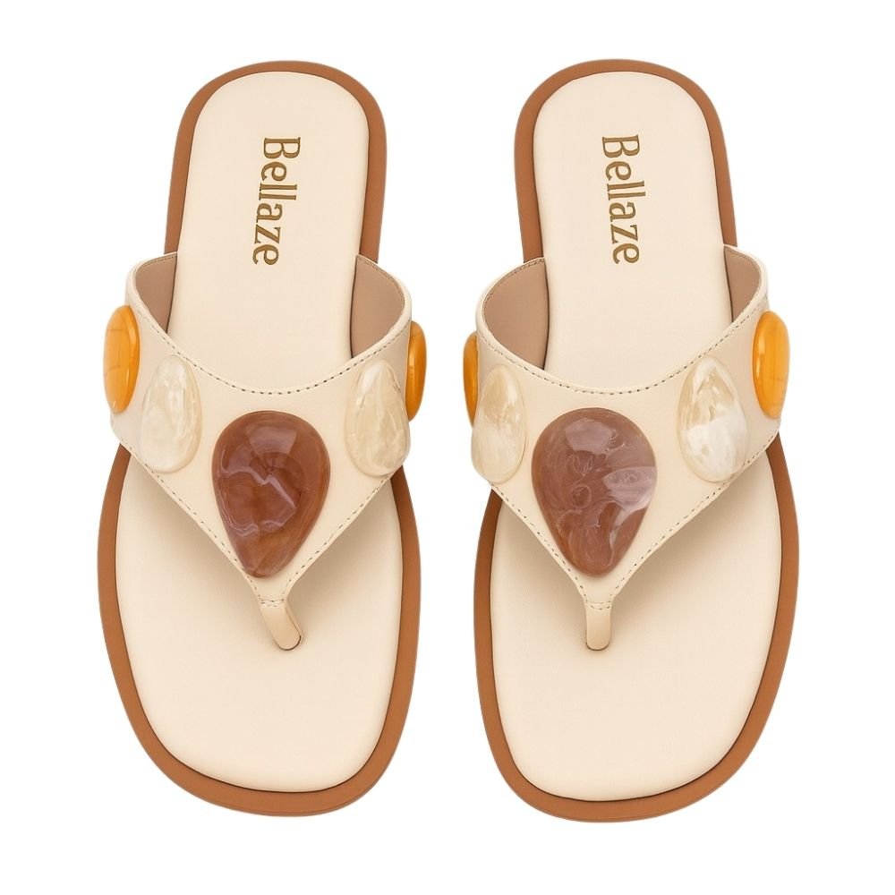 Rasteira Bellaze Com Detalhes Bege Bege 3