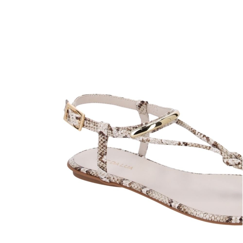 Sandália Rasteira Luz Da Lua Branco Animal Print 3