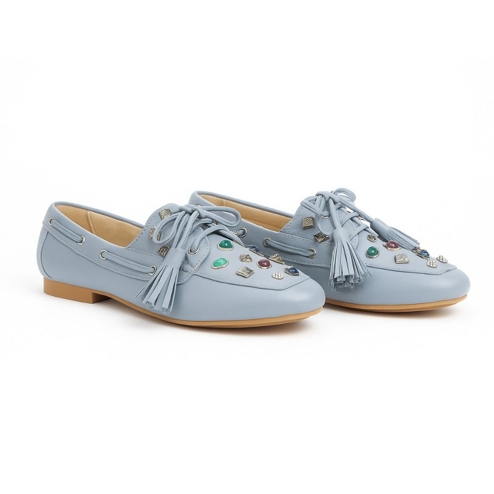 Mocassim Bellaze Com Detalhes  Azul Azul 2