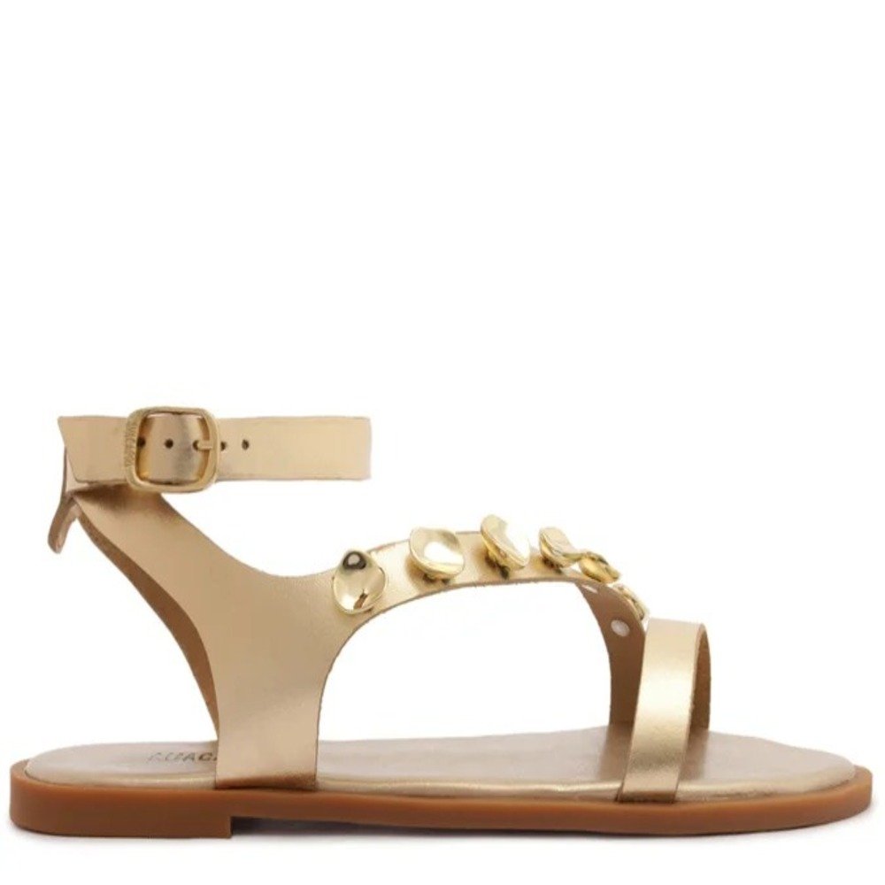 Rasteira Anacapri Tiras Adorno Dourado