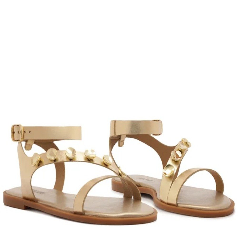 Rasteira Anacapri Tiras Adorno Dourado Dourado 2