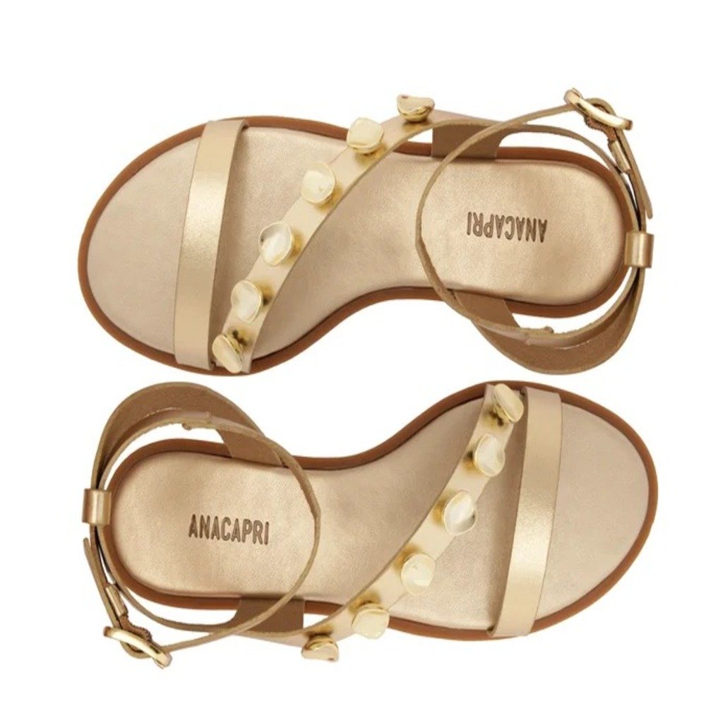Rasteira Anacapri Tiras Adorno Dourado Dourado 3
